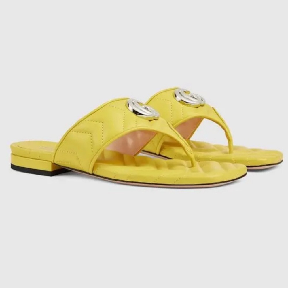 GUCCI Nappa Double G Marmont Thong Sandals